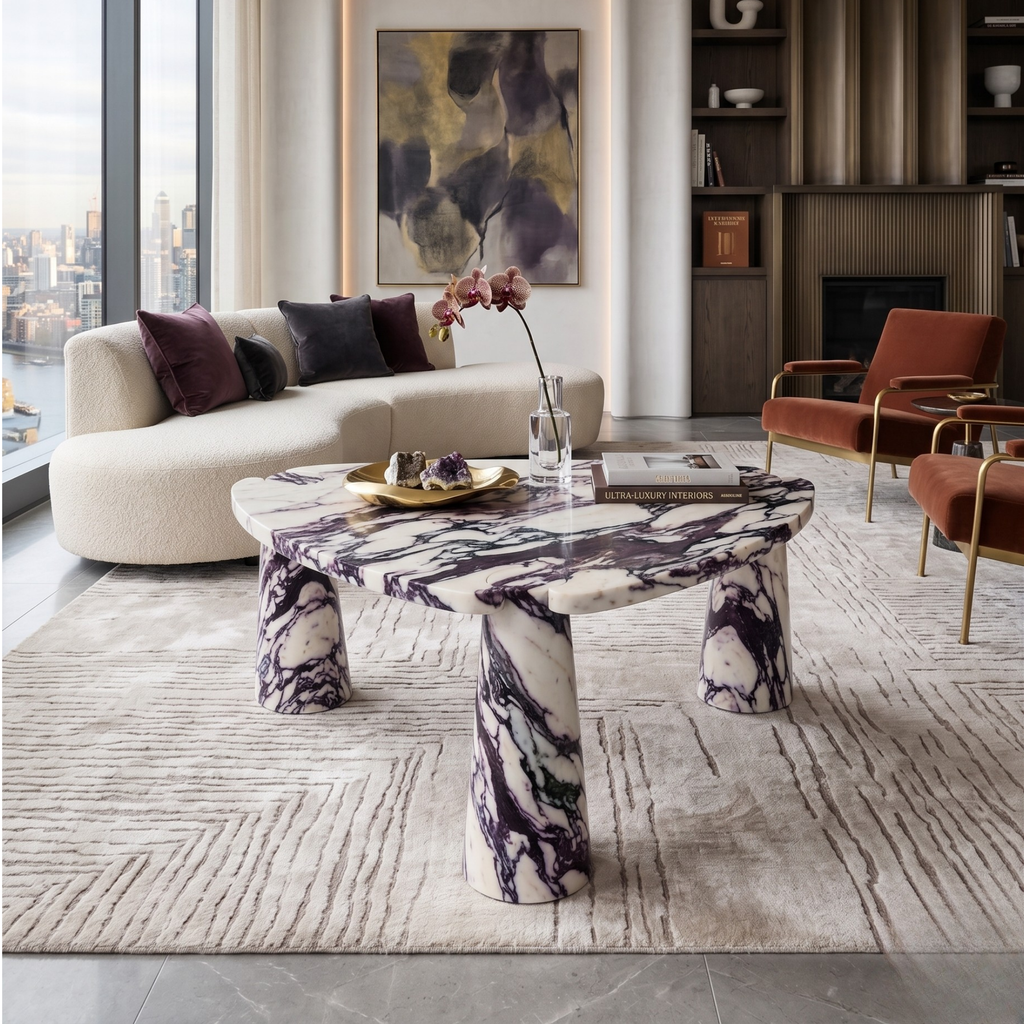 Marble Coffee Table In The Shape of a Guitar Pick