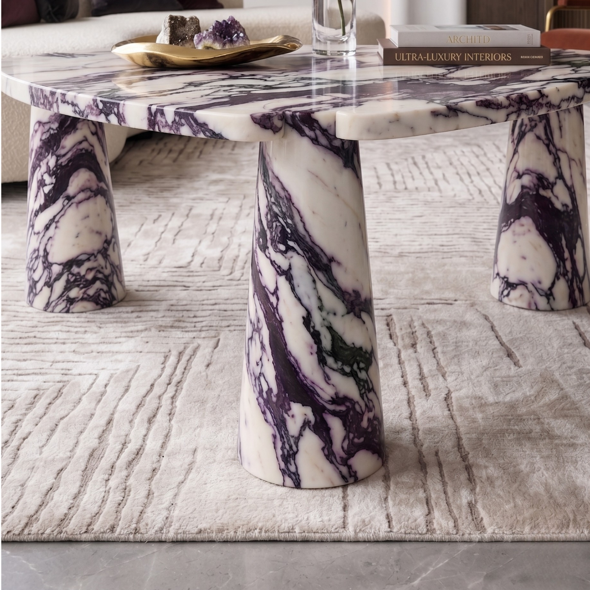 Marble Coffee Table In The Shape of a Guitar Pick