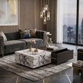 Calacatta Viola and Wood Coffee Table with Drawers