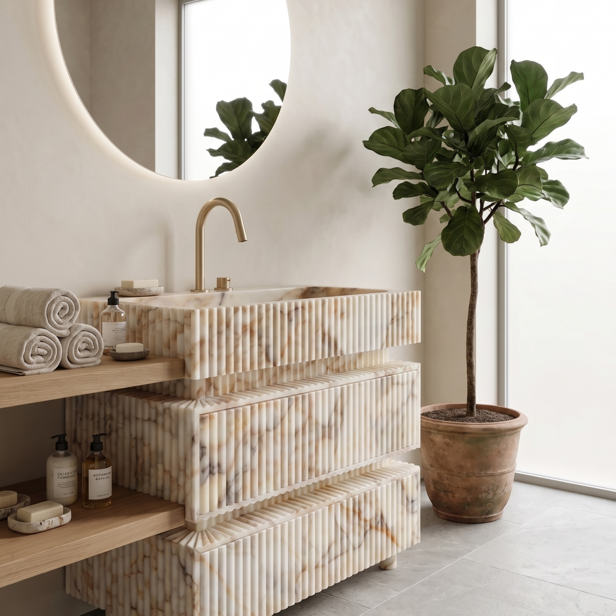 Calacatta Gold Sink Vanity with Drawers