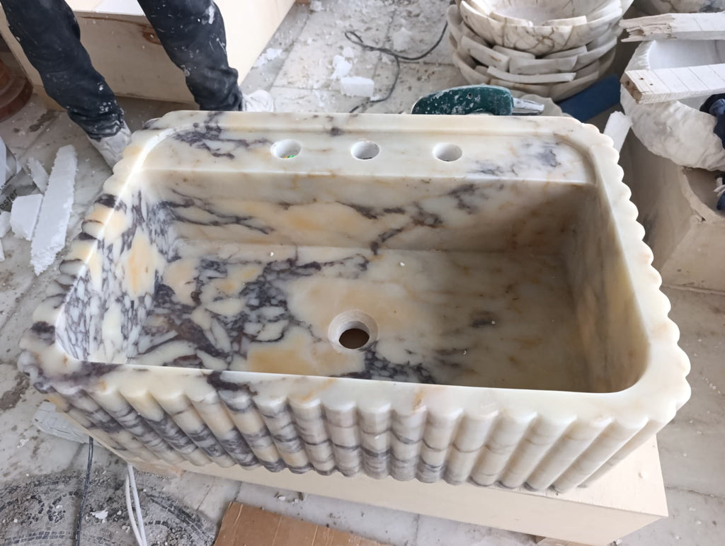 Calacatta Viola Marble Rectangular Sink
