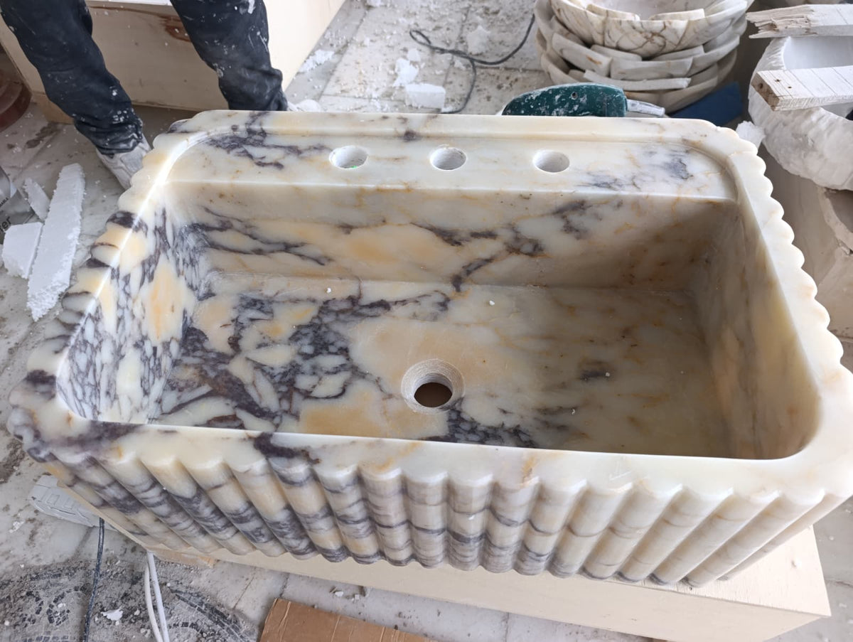 Calacatta Viola Marble Rectangular Sink
