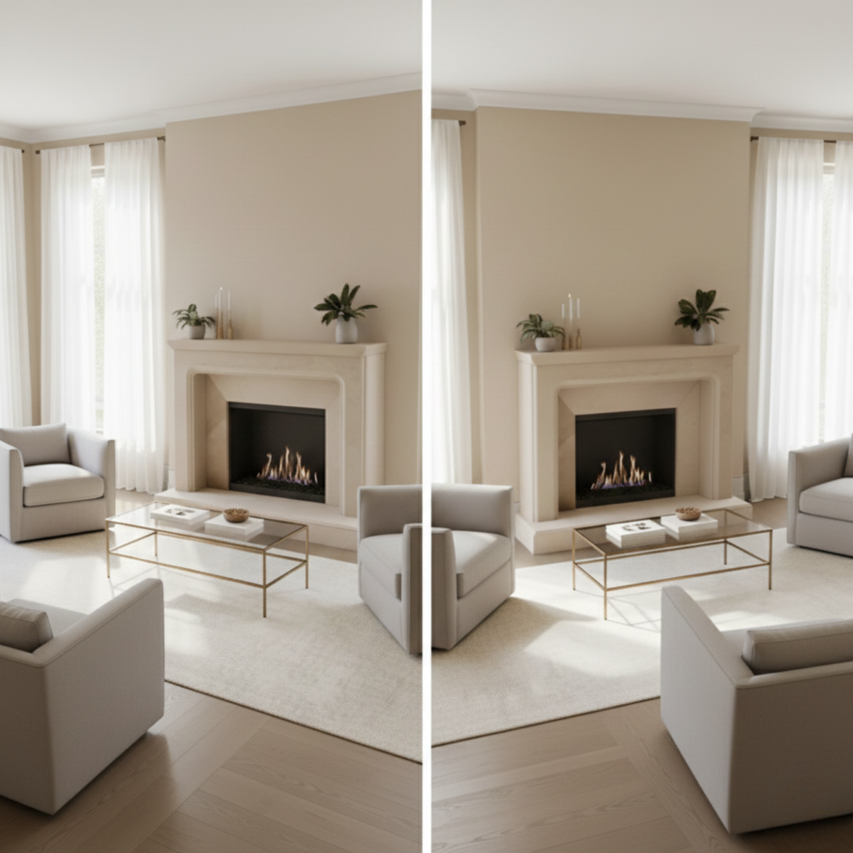 Beige Marble Fireplace Mantel
