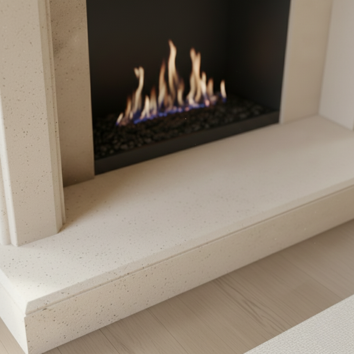 Beige Marble Fireplace Mantel
