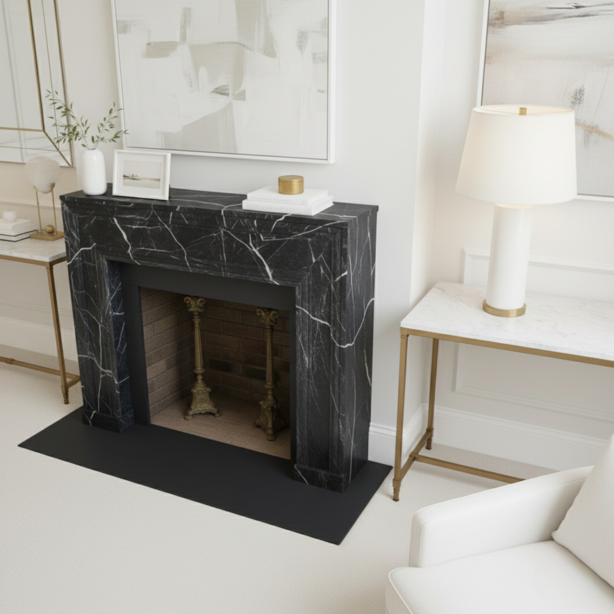 Black Marble Fireplace Mantel