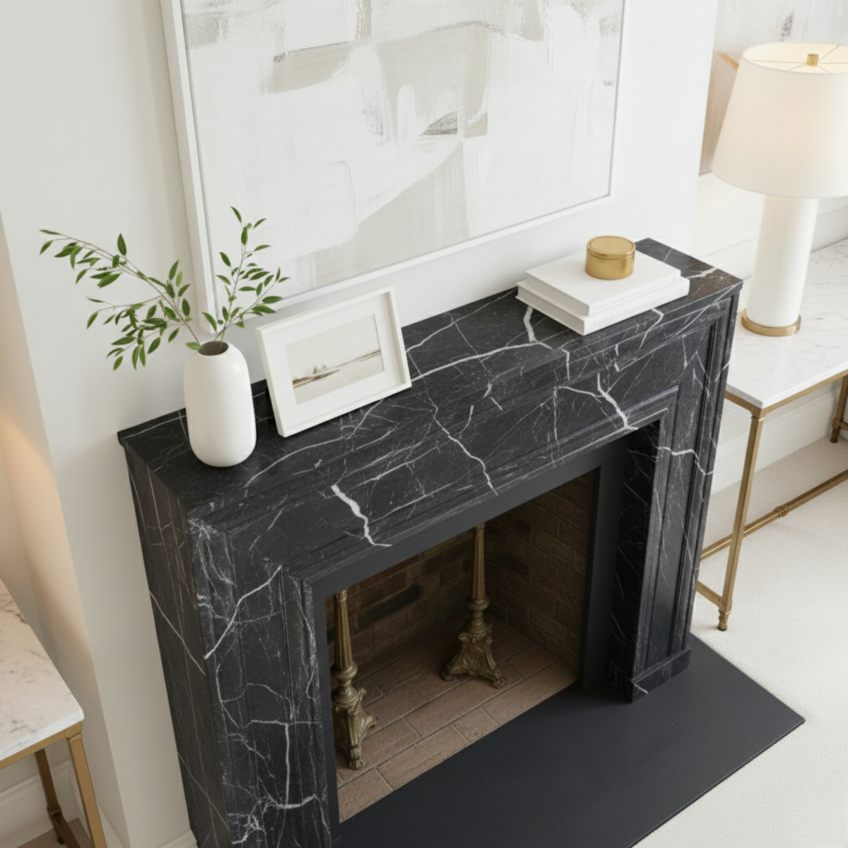 Black Marble Fireplace Mantel