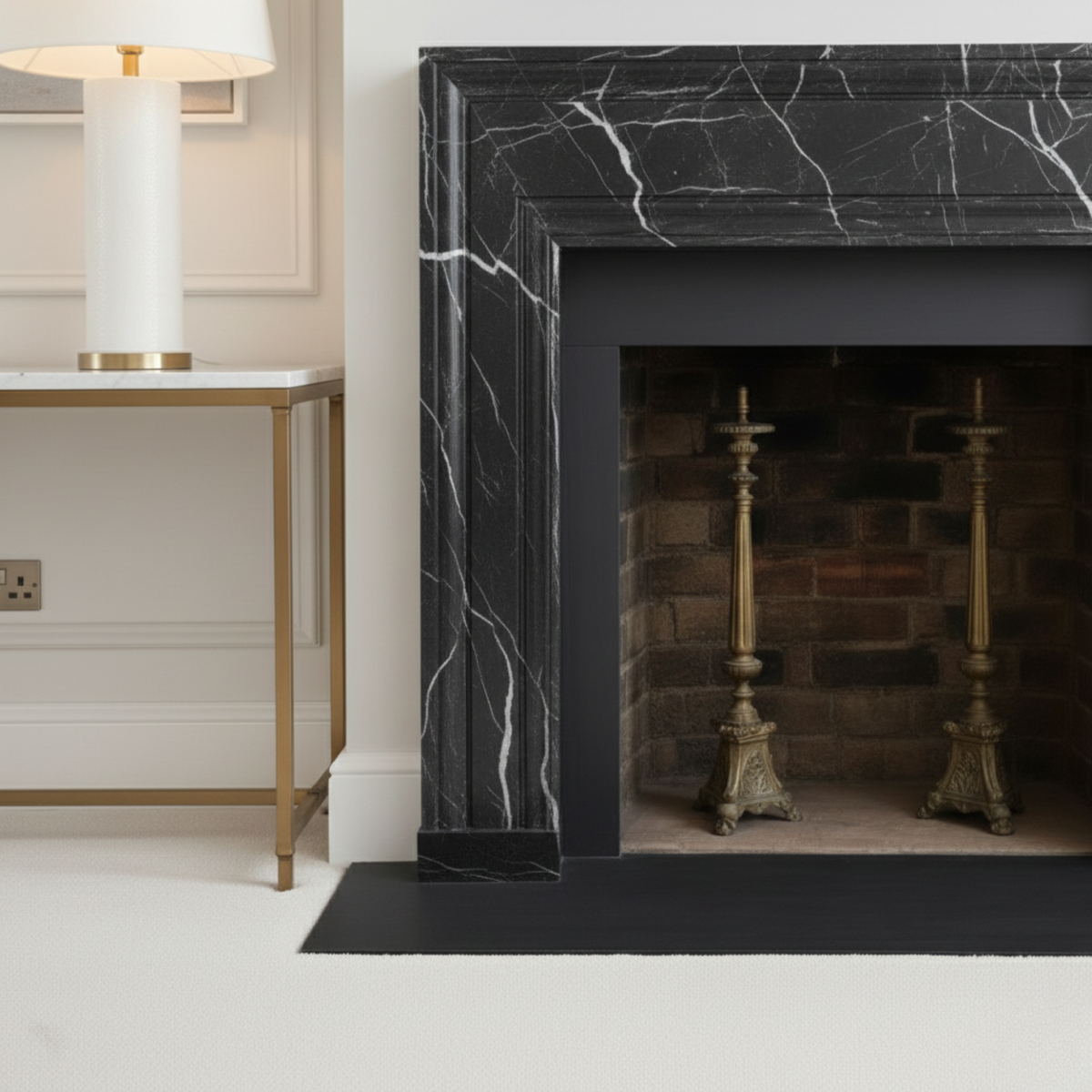 Black Marble Fireplace Mantel