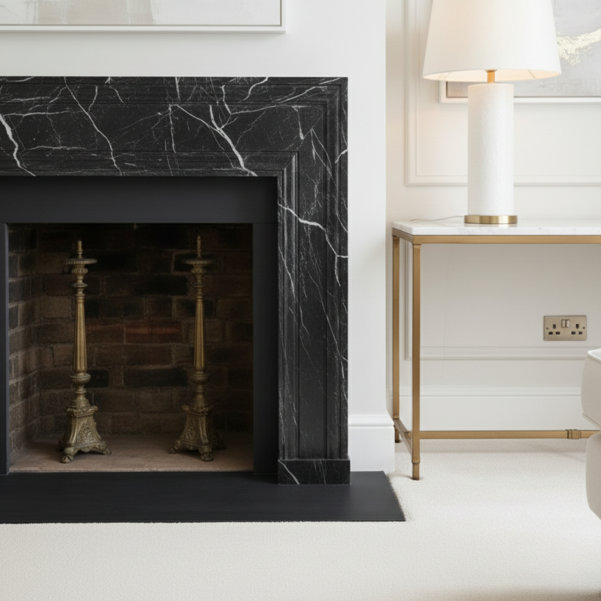 Black Marble Fireplace Mantel