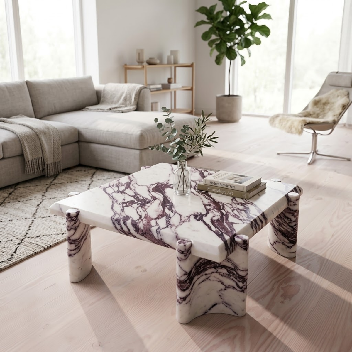 Calacatta Viola Aesthetic Marble Coffee Table
