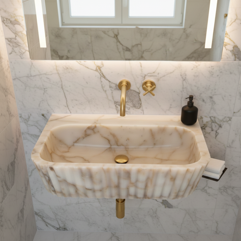 Calacatta Gold Marble Sink | Wall Mounted Sink