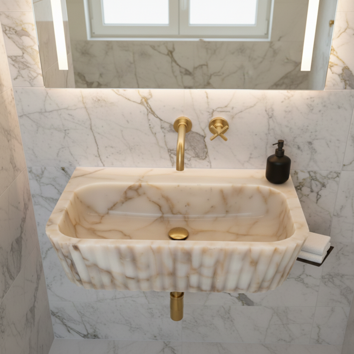 Calacatta Gold Marble Sink | Wall Mounted Sink