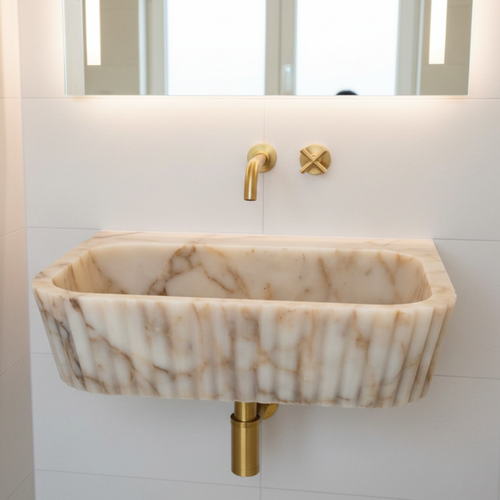 Calacatta Gold Marble Sink | Wall Mounted Sink