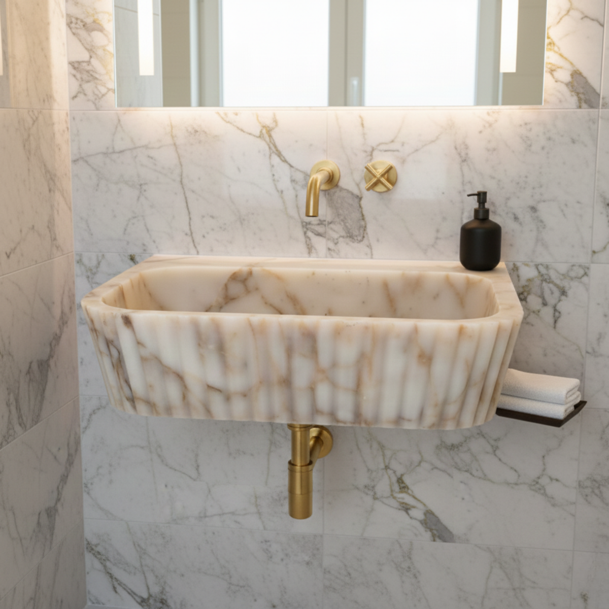 Calacatta Gold Marble Sink | Wall Mounted Sink