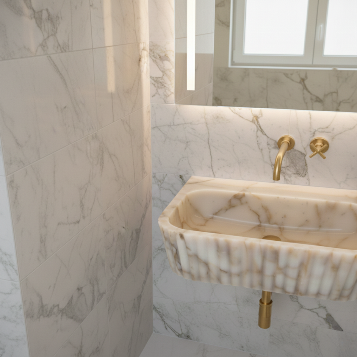 Calacatta Gold Marble Sink | Wall Mounted Sink