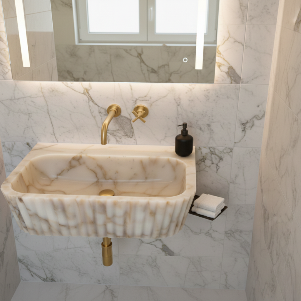 Calacatta Gold Marble Sink | Wall Mounted Sink