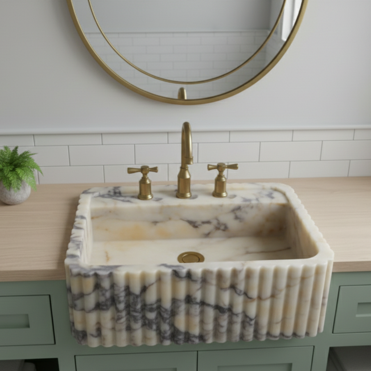 Calacatta Viola Marble Rectangular Sink