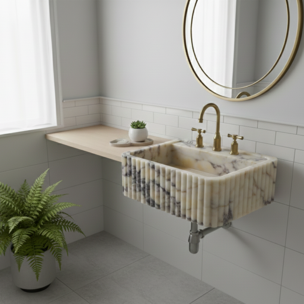 Calacatta Viola Marble Rectangular Sink