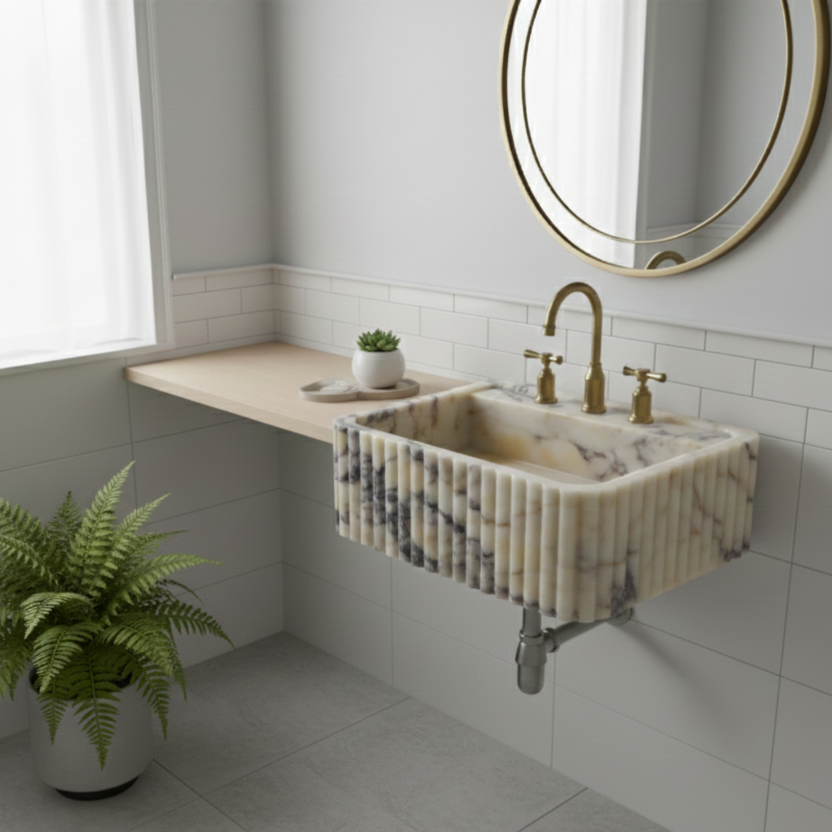 Calacatta Viola Marble Rectangular Sink
