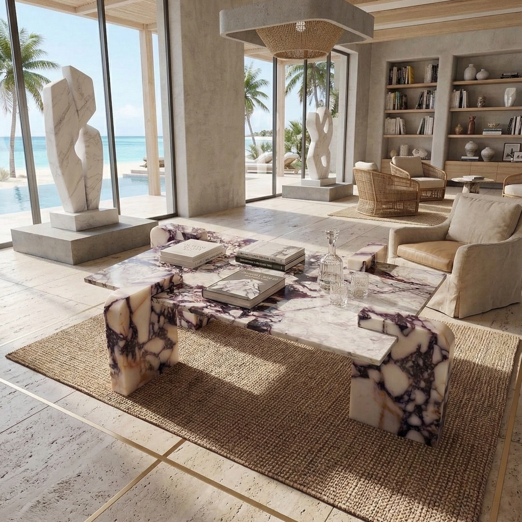 Calacatta Viola Marble Coffee Table | Rectangular
