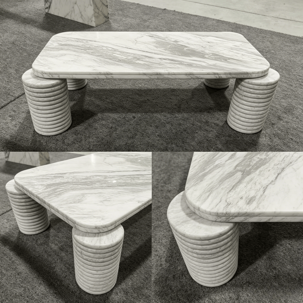 White and Grey Marble Coffee Table