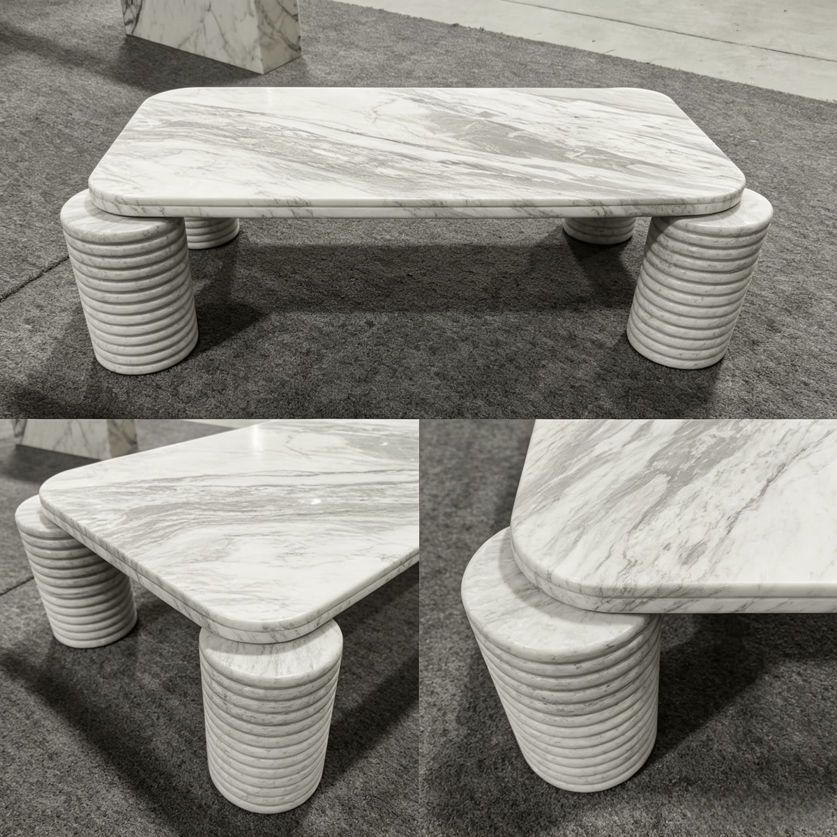 White and Grey Marble Coffee Table