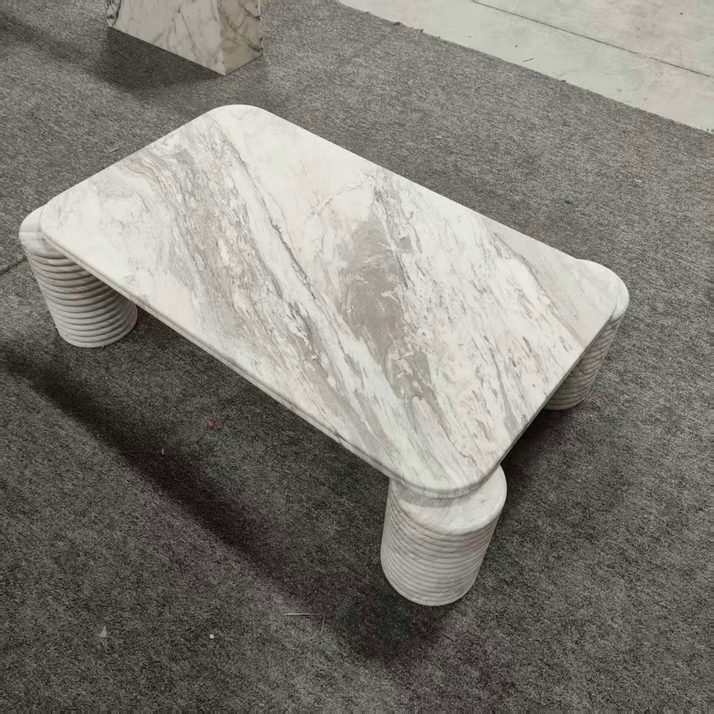 White and Grey Marble Coffee Table