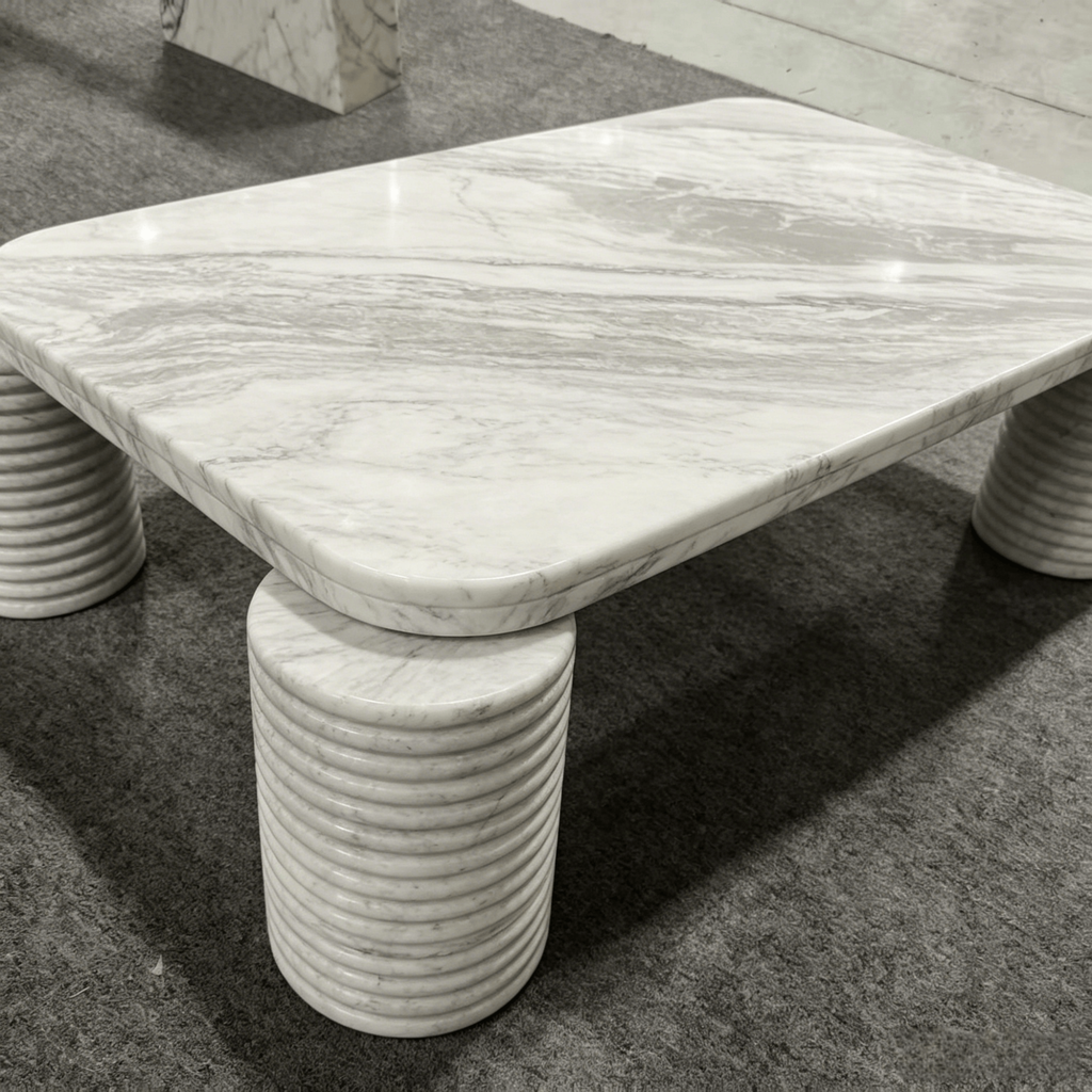 White and Grey Marble Coffee Table