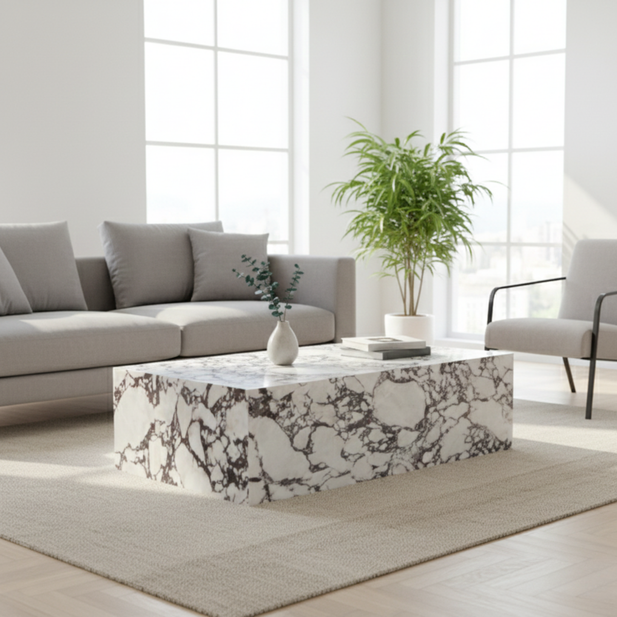 Calacatta Viola Marble Coffee Table | Custom Size & Shape