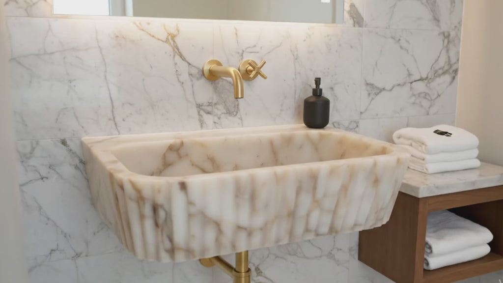 Calacatta Gold Marble Sink | Wall Mounted Sink