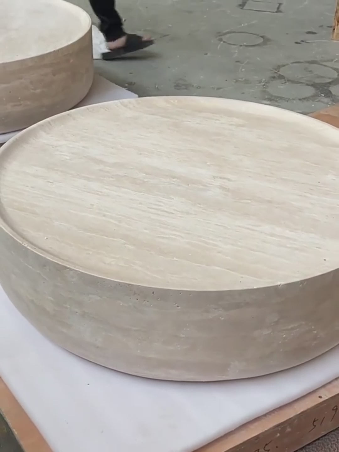 Travertine Drum Coffee Table