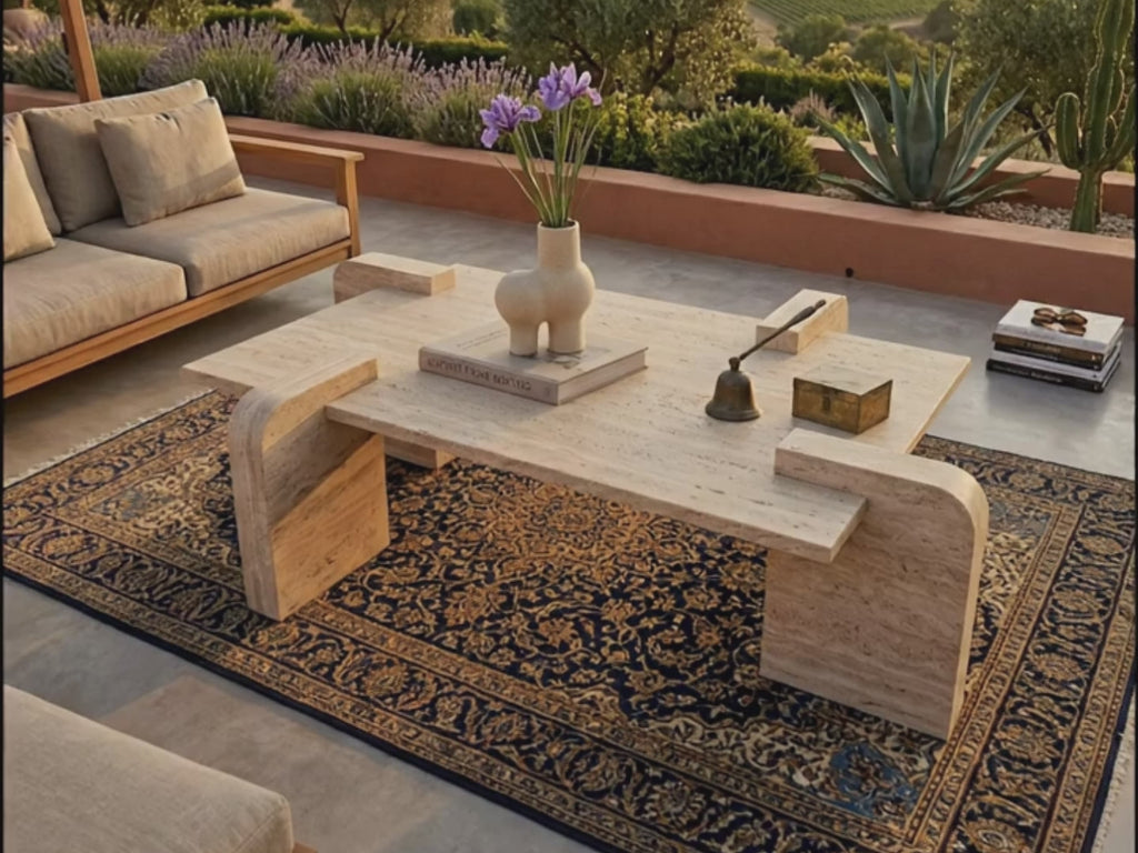 Sculptural Travertine Coffee Table