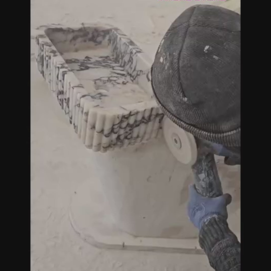 Calacatta Viola Marble Fluted Sink