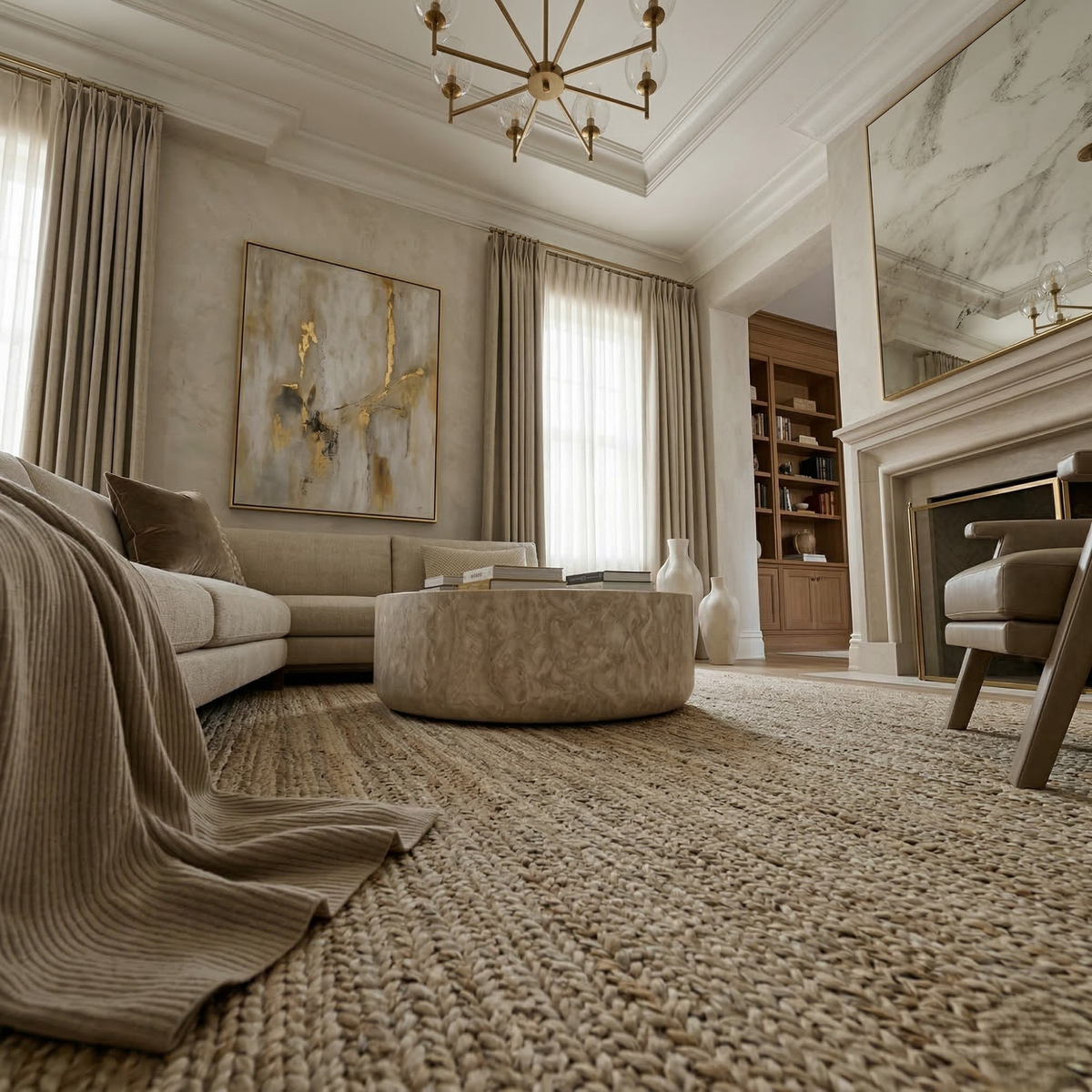 Travertine Drum Coffee Table
