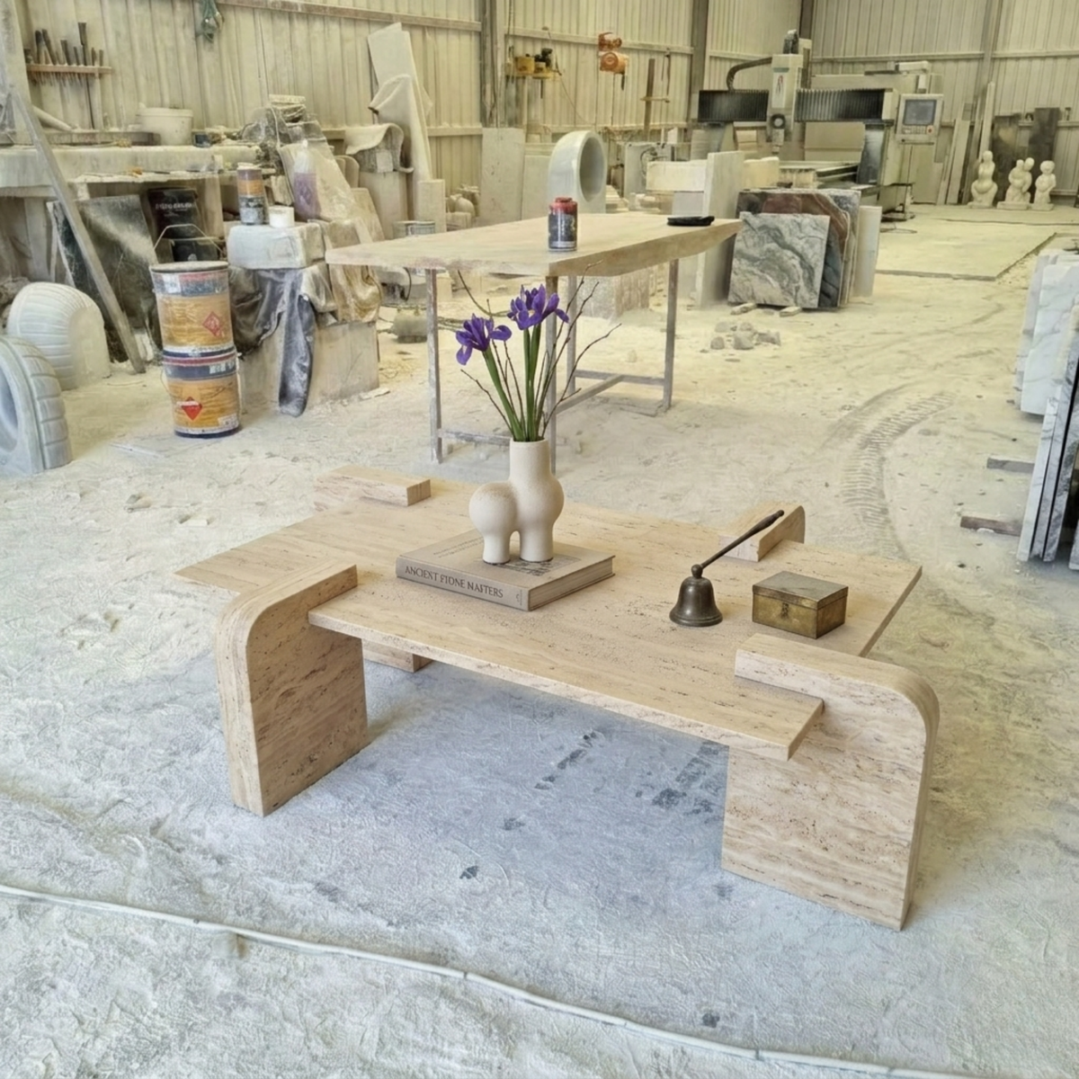 Sculptural Travertine Coffee Table