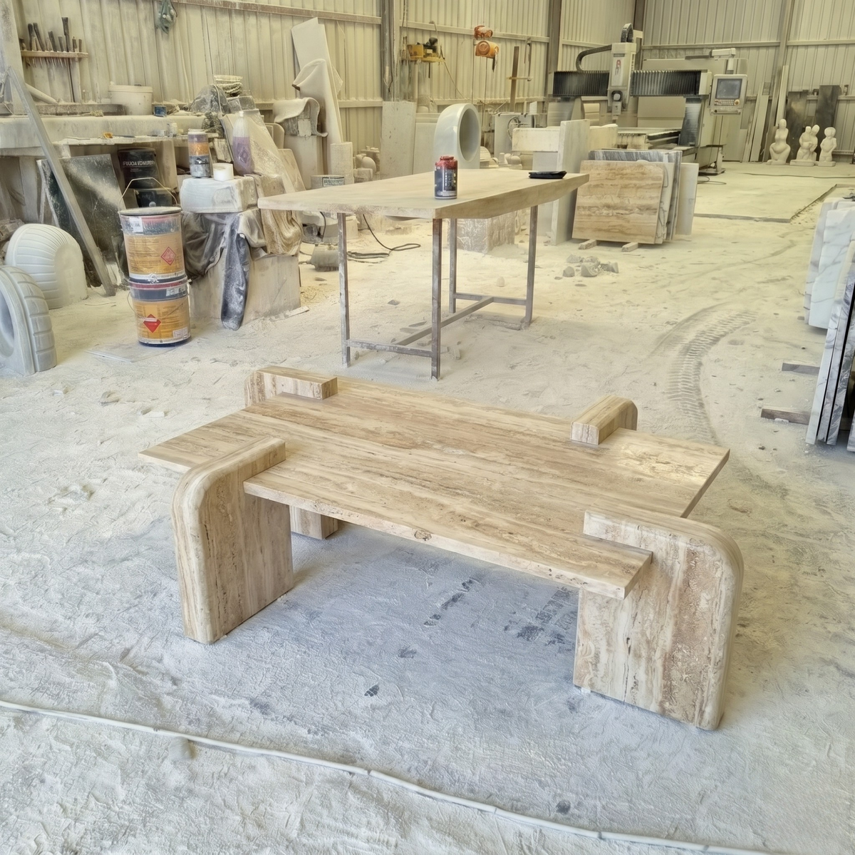 Sculptural Travertine Coffee Table